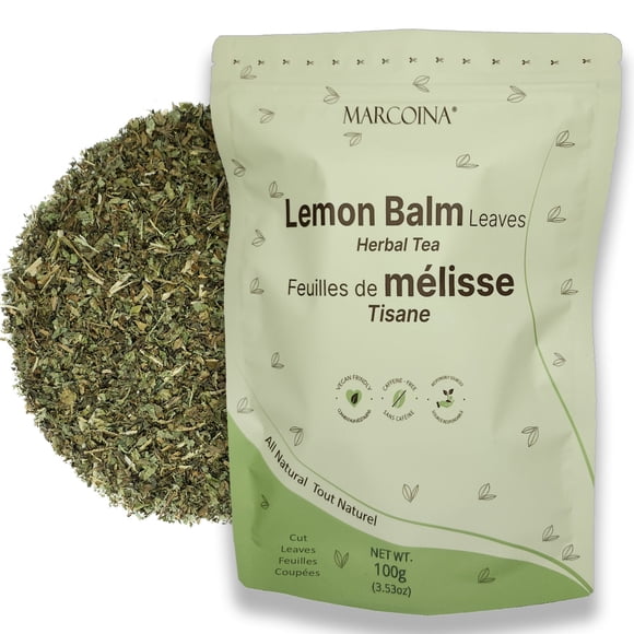 Lemon Balm Herbal Tea 100g by MARCOINA - Cut Leaves, Loose, Caffeine-Free (3.53 oz)