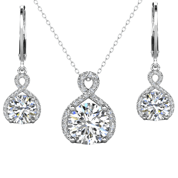 Cate & Chloe Alessandra 18k White Gold Plated Jewelry Set With Simulated Diamond Crystals for Women
