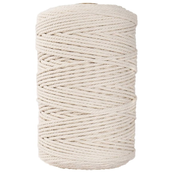 ZZkhGO Macrame Cotton Rope Cord, 3mm x 100m DIY Knitting Yarn, Decorative Craft String for Weaving Tying Projects