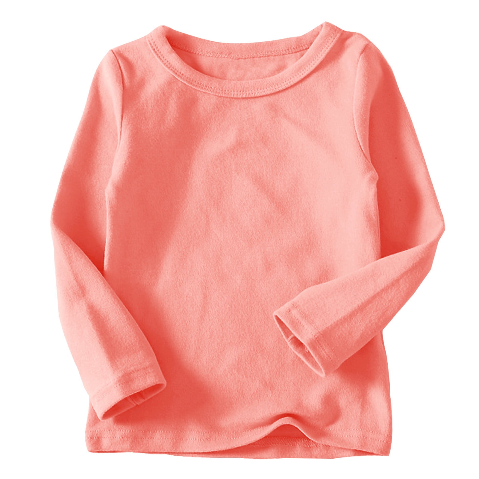 LOVZFMLL Hauts pour Tout-Petites Filles, T-Shirt de Pyjama à Manches Longues à Col Rond Uni Décontracté Essentiel Polyvalent pour Tous les Jours Superposition, Vêtements d'Automne 6-12 Mois Vêtements pour Filles
