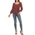 thumbnail image 2 of INSPIRE CHIC Blouse à Manches Longues à Encolure Carrée Florale pour Femmes avec Ceinture, 2 of 6