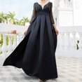 thumbnail image 1 of EGNMCR Robes de Soirée pour Femmes, Robes Formelles pour Femmes, Robes de Cocktail pour Femmes Mode Femmes Col en V Manches Mi-Longues Uni Paillettes Fente Haute Manches Longues Robe de Soirée Longue Robe de Cocktail Femmes Robe, 1 of 9