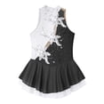 thumbnail image 3 of MSemis Enfants Filles Sans Manches Paillettes Floral Justaucorps de Ballet Tutu Jupe Patinage Artistique sur Glace et à Roulettes Robe de Compétition Costume Noir 10, 3 of 7
