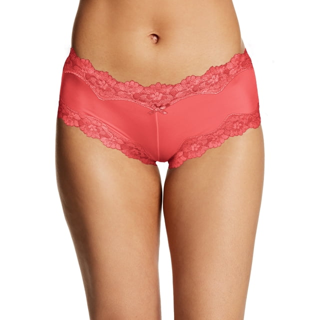 Maidenform Womens Cheeky Scalloped Lace Hipster, 6, Pink Begonia