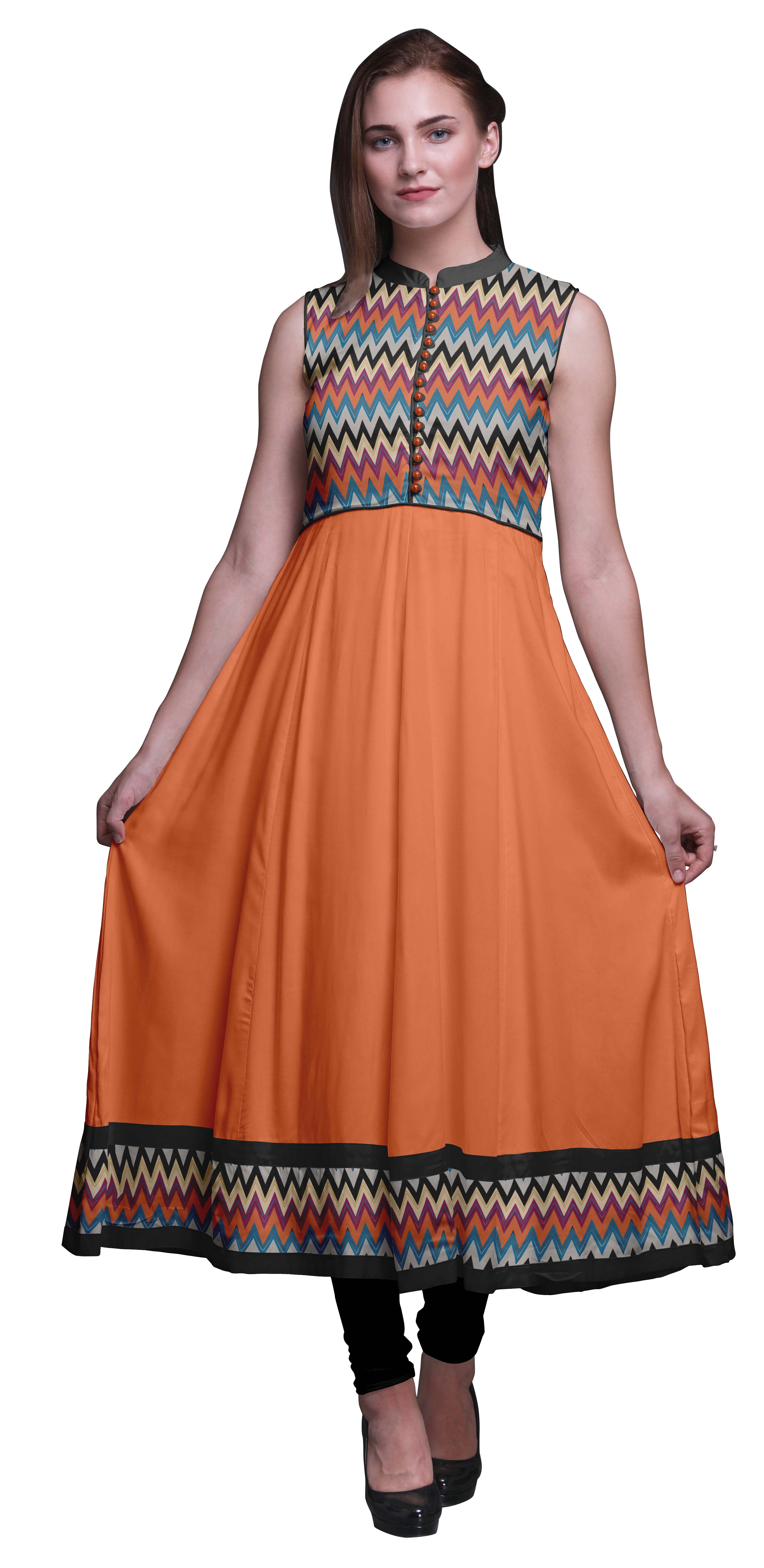 Bimba Black5 Kurtis Indiennes Géométriques pour Femmes, Anarkali Prêt-à-Porter Uni, Robe Imprimée Kurti Indienne XXX-Large