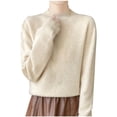 thumbnail image 1 of Cameland Pull Tricoté Mode Femme Décontracté Col Semi-Haut Couleur Unie Base Ample, 1 of 3
