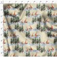 thumbnail image 4 of Soimoi Yellow Moss Georgette Fabric Fox & Pine Tree Decor Fabric Printed Yard 42 Inch Wide, 4 of 5