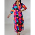 thumbnail image 2 of Tralilbee Nouvelle Robe Blouse Style Manches Longues Décontractée Mode Manches Imprimé Robe de Fête pour Dames Bouton Tenue d'Intérieur Col à Revers Mode Urbaine Fête d'Anniversaire, 2 of 5