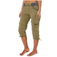 thumbnail image 1 of Timegard Pantalon Cargo pour Femmes Capris à Cordon Taille Élastique Actif Randonnée Plein Air Pantalon Court, 1 of 6