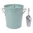thumbnail image 2 of Round Ice Bucket, Ice Bucket Handle Design Galvanized Sheet Blue Multipurpose Safe  For Party For Wine, 2 of 8