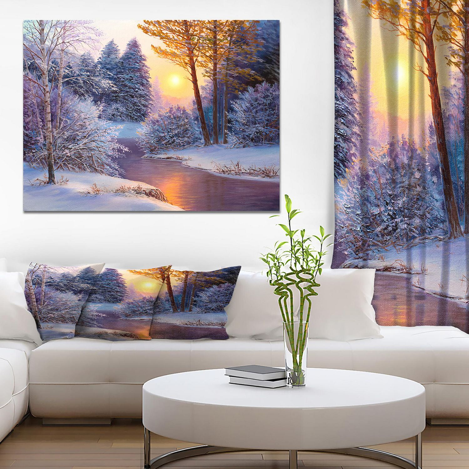 Designart Forêt d'hiver dans la rivière Art mural sur toile