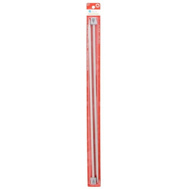 Love Knitting 14" Single Point Knitting Needles - 2 pieces, size 5.0 mm US 8, in red and white packaging with clear window, suitable for various knitting gauges and yarns, often used for crafting detailed stitch patterns.