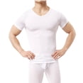 thumbnail image 1 of Fengqque Men’s Slimming Compression Body Shaper V-Neck for Back Support, Gynecomastia & Hernias White S(S), 1 of 3