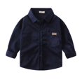 thumbnail image 1 of Yuyuzo Boys Toddler Clothes Long Sleeve Lapel Collared Button down Shirts Baby Fall Solid Color Jackets with Pockets, 1 of 4