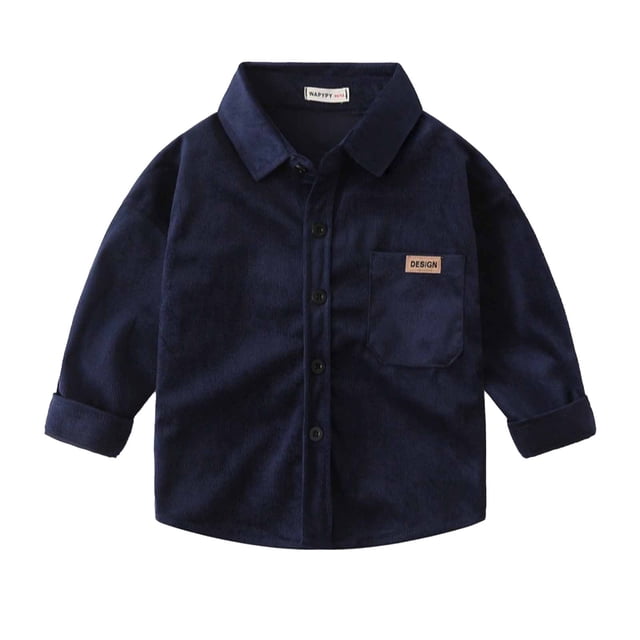 Yuyuzo Boys Toddler Clothes Long Sleeve Lapel Collared Button down Shirts Baby Fall Solid Color Jackets with Pockets