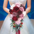 thumbnail image 4 of ziyahi Elegant Wedding Bouquets for Bride Waterfall Shape Handmade Decor Pink, 4 of 9