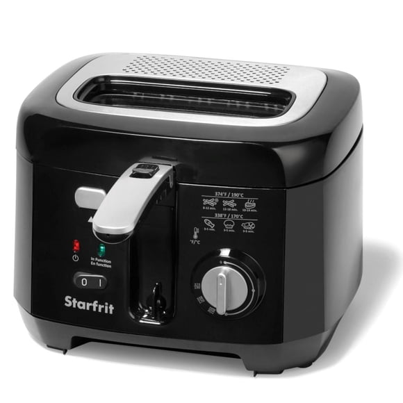 Starfrit 2.5L Oil Fryer with Removable Ceramic Bowl - Adjustable Temperature Control - Magnetic Power Socket and Large Viewing Window