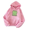 thumbnail image 1 of cllios Womens Cute Cartoon Frog Print Hoodies Long Sleeve Pullover Drawstring Hooded Sweatshirts, 1 of 3