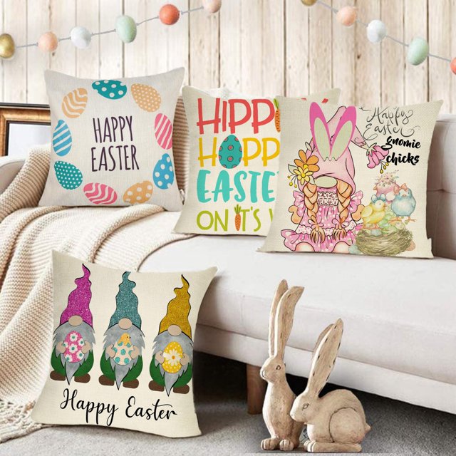 4PCS Easter Day Home Cushion Survived Family Pillowcase Throw Pillow Cover