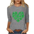 thumbnail image 2 of T-Shirt Imprimé pour Dames, Col Rond, Manches Trois-Quarts, Manches 3/4, Coupe Ample, 2 of 5