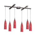 thumbnail image 1 of Elk Lighting Lungo 6 Light Pendant in Satin Nickel and Fire Red, 1 of 1