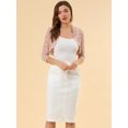 thumbnail image 3 of INSPIRE CHIC Women's Elegant Ruffle Collar Front 3/4 Sleeve Lace Shrug Top, 3 of 6