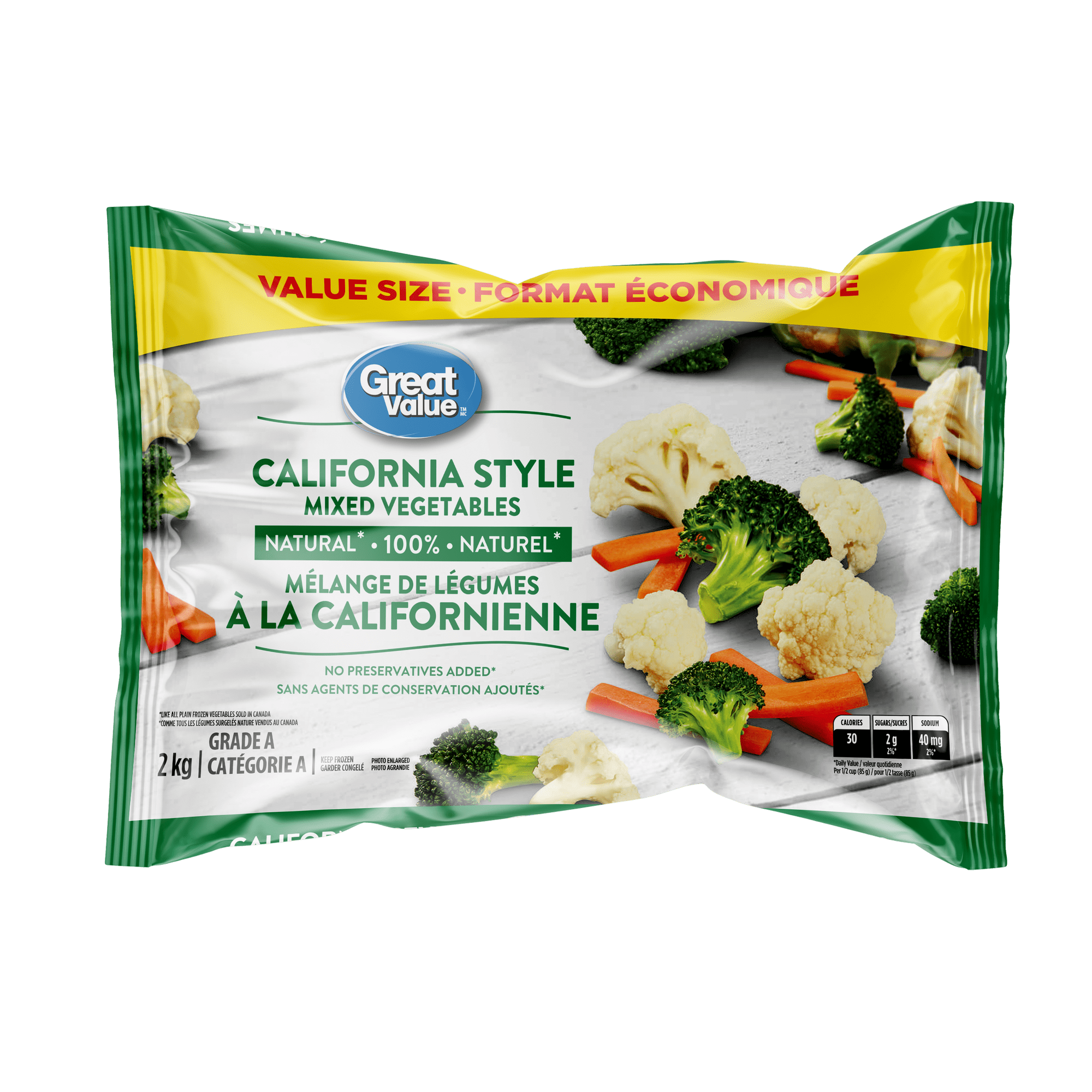 Great Value Frozen California Style Mixed Vegetables, 2 Kg
