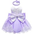 thumbnail image 1 of 2 Pcs Robe pour Nouveau-Née Fille en Dentelle, Robe Tutu de Princesse, Robe de Fête d'Anniversaire et de Vacances + Bandeau, Ensembles 0-24 m, 1 of 5