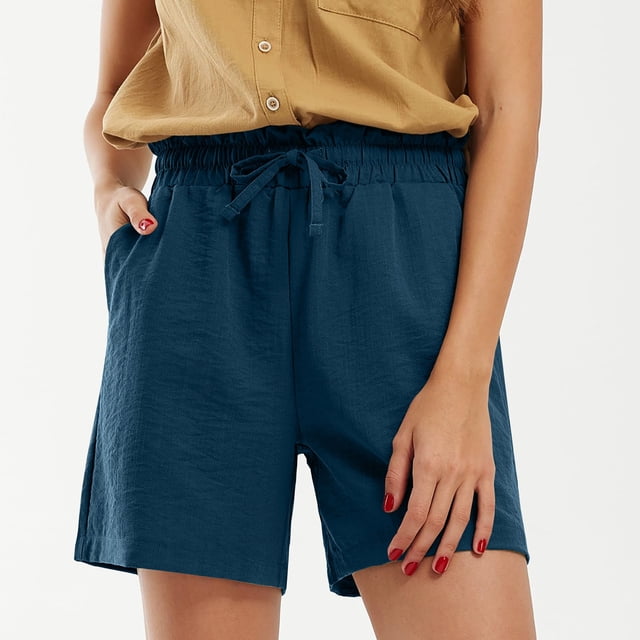 Gifts for Mom LSLJS Women's Solid Color Casual Drawstring Sports Shorts with Pocket Womens Shorts