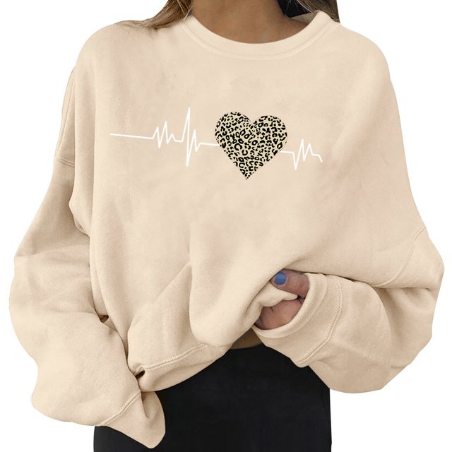 WEAIXIMIUNG T-Shirts pour Femmes Grande Taille Col en V Mode Chandails Décontractés à Manches Longues Imprimés pour Femmes Hauts