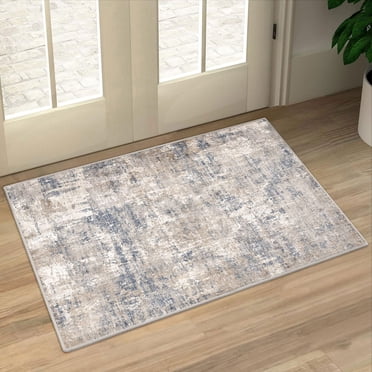 BERTHMEER 2'x3' Small Washable Abstract Area Rugs for Doorway Bathroom Bedroom Entryway Kitchen Dorm Entrance Non Slip Modern Rugs, Blue