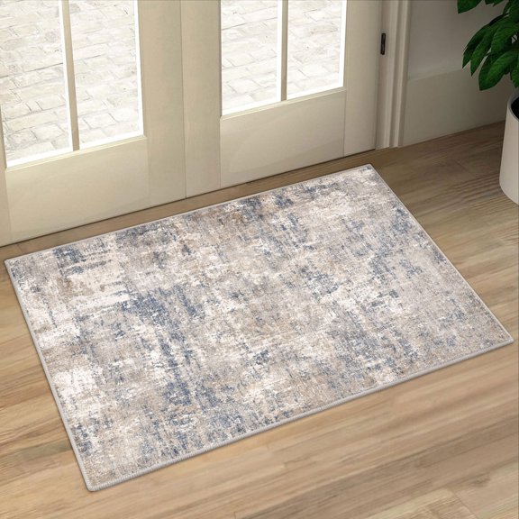 BERTHMEER 2'x3' Small Washable Abstract Area Rugs for Doorway Bathroom Bedroom Entryway Kitchen Dorm Entrance Non Slip Modern Rugs, Blue