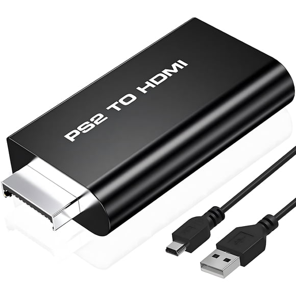 PS2 to HDMI Adapter Video Audio Convertor with 3.5mm Audio Output Compatible with Playstation 2 Component output to HDMI for TV AV HDTV Monitor