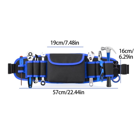 Tool Waist Bag 8 Pockets 1 Zipper Pocket Thickened Cloth Construction for Electricians and DIY Users
