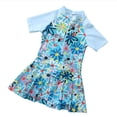 thumbnail image 1 of Sunnyoo Girls Rash Guard Swim Dress Short Sleeve Graphic Quick Dry Bathing Suit, 1 of 2