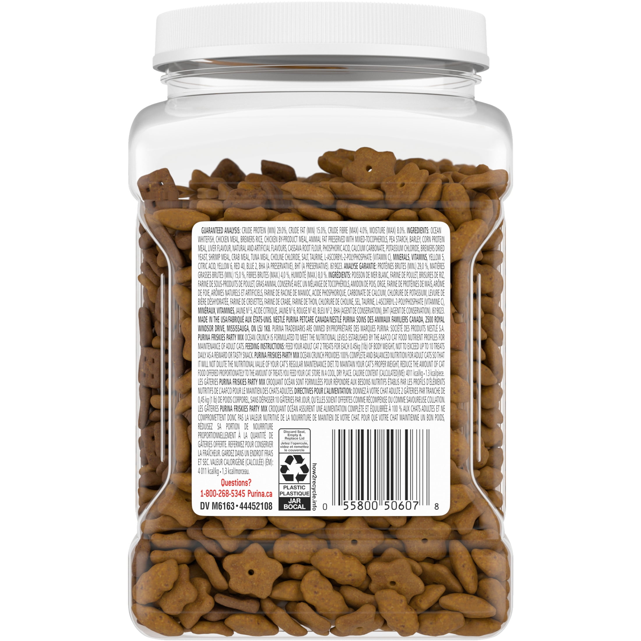 Purina Friskies Party Mix Ocean Crunchy Kibble with Real Whitefish, Cat Treats, 510 g