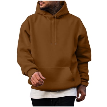 Pisexur Chandails à Capuche pour Hommes, Couleur Unie, Cordon de Serrage, Col Rond, Manches Longues, Chemise Mode Décontractée Ample, Chandail à Capuche Uni, Chandail à Enfiler, Hauts avec Poche