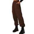 thumbnail image 2 of Innerwin Jogger Pants With Pockets Women Trousers Sports Solid Color Lounge Sweatpants Dark Brown S, 2 of 4
