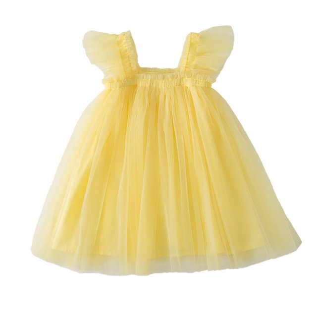 KYAIGUO Robe en Tulle à Manches Volantes pour Filles 1-6 Ans, Robe d'Été Décontractée pour Bébé