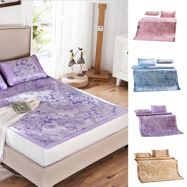 3Pcs Bedding Set Summer Sleeping Mat Cooling Mattress Topper Ice silk Pad Summer Ice Silk Bed Cover