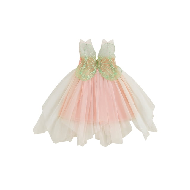 Faithtur Robe pour Tout-Petits Enfants Filles Papillon Broderie à Étages Tulle Sans Manches Robe Camisole Été Vêtements Décontractés Robe Princesse
