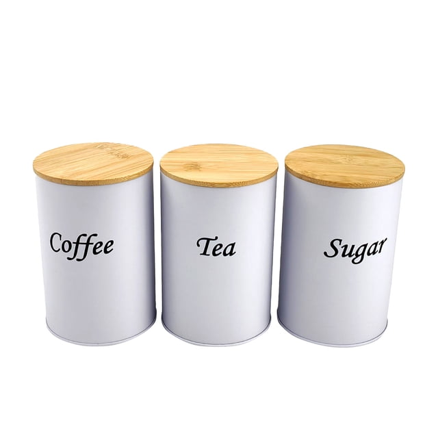Binwennn 3 Pieces Coffee Tea Container Set Metal Vintage Kitchen Jar Set With Airtight Lids Food Storage Container Jars For Kitchen Countertops Farmhouse Kitchen Home Small Containers Pantry for