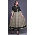 thumbnail image 2 of Bimba Kurtis Indiennes Grises à Losanges et Triangles Géométriques pour Femmes, Kurti Anarkali Imprimée en Ligne A, Robe Ethnique Décontractée - Très Petit, 2 of 5