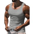 thumbnail image 1 of Innerwin Muscle Shirts Scoop Neck Mens Summer Tops Sport Solid Color Lightweight Tank Gray 2XL, 1 of 3