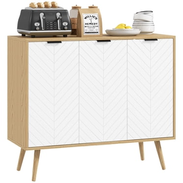 HOMCOM 36" Sideboard, Buffet Cabinet with Adjustable Shelves, Natural
