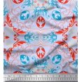 thumbnail image 1 of Soimoi Blue Poly Georgette Fabric Moroccan Damask Print Sewing Fabric Yard 52 Inch Wide, 1 of 3