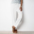 thumbnail image 2 of Summer Clearance! Womens Plus Size Pants,Summer Pants for Womens,Women's Solid Color Cotton Linen Waist Elastic Drawstring With Pocket Pants Long Pants, 2 of 5