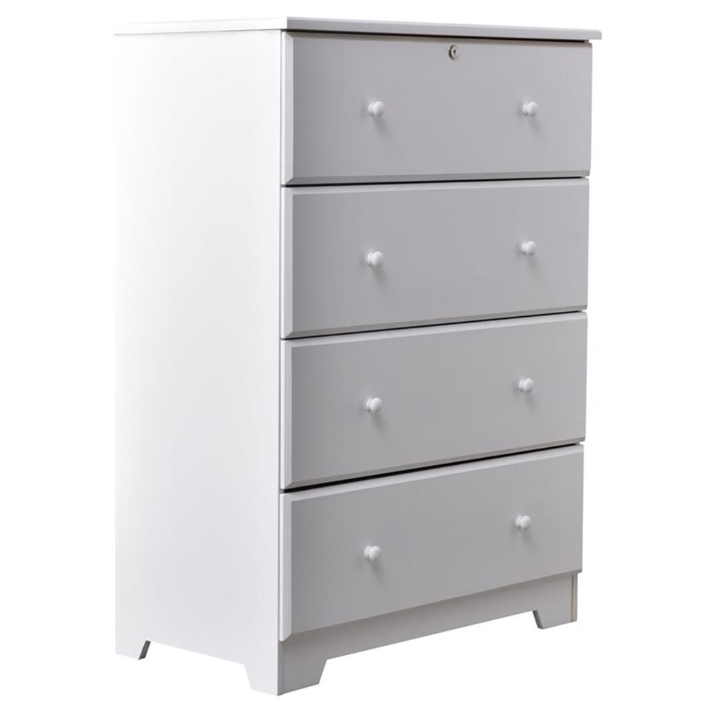 Better Home Products Isabela Commode à 4 Tiroirs en Bois de Pin Massif, Blanc