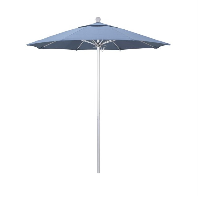 California Umbrella Venture 7.5' Silver Market Umbrella in Canvas Teak