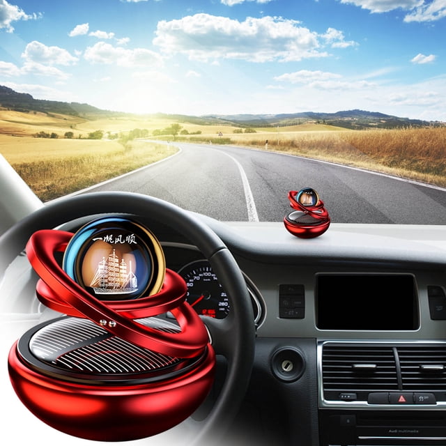 Solar Rotating Car Air Freshener, Aluminum Alloy, 2.6" Geometric Design, Light-Powered, No Charging Needed, Even Fragrance Distribution, Anodized Finish, Temperature Resistant, 1 Pcs